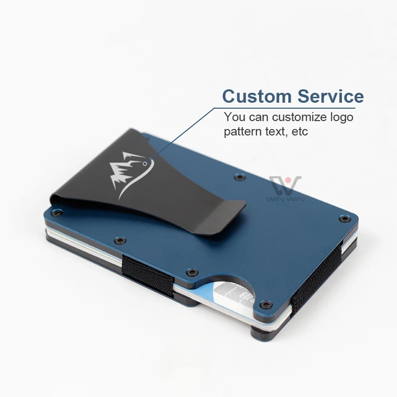 Metal Aluminum Custom Business Card Holder Money Clip Wallets For Men