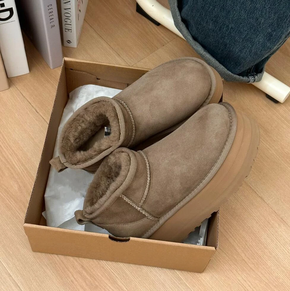 Hot Sale Winter Warm Snow Boots 5cm High Height Platform High Quality Designer Original Wool Snow Boots