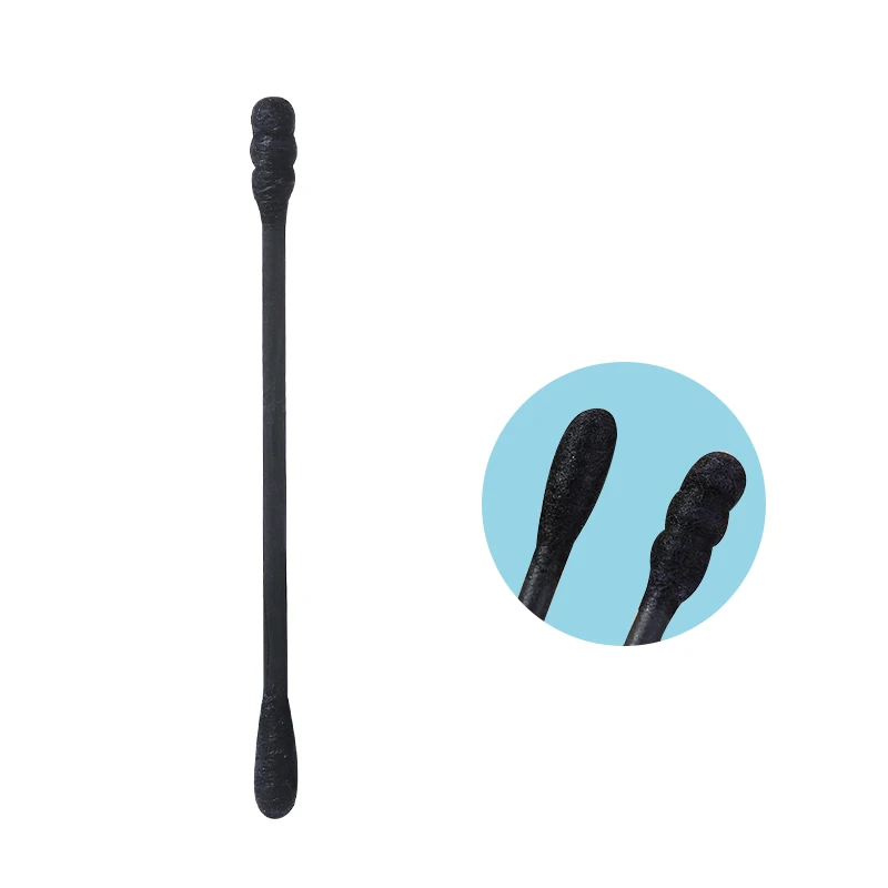 Lameila 200 pcs OEM New Products Custom Cotton Swabs Buds High Quality Bamboo Cotton Swabs Black Ear Cotton Buds A653
