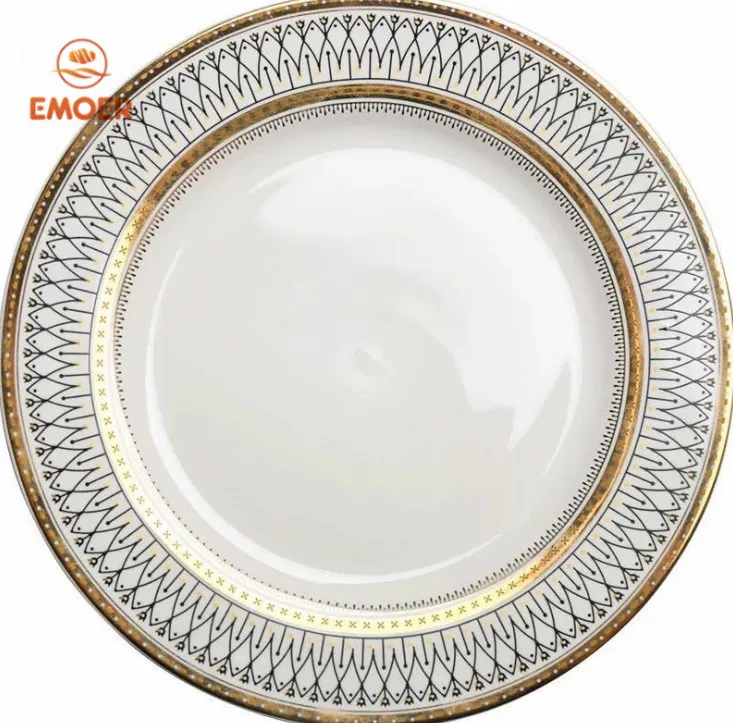 European creative transparent glass disk with gold edge bead pad plate hotel fruit dish Western tableware