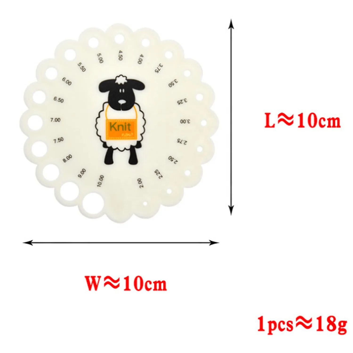 Knitting Needle Gauge / Measure Plastic Ruler