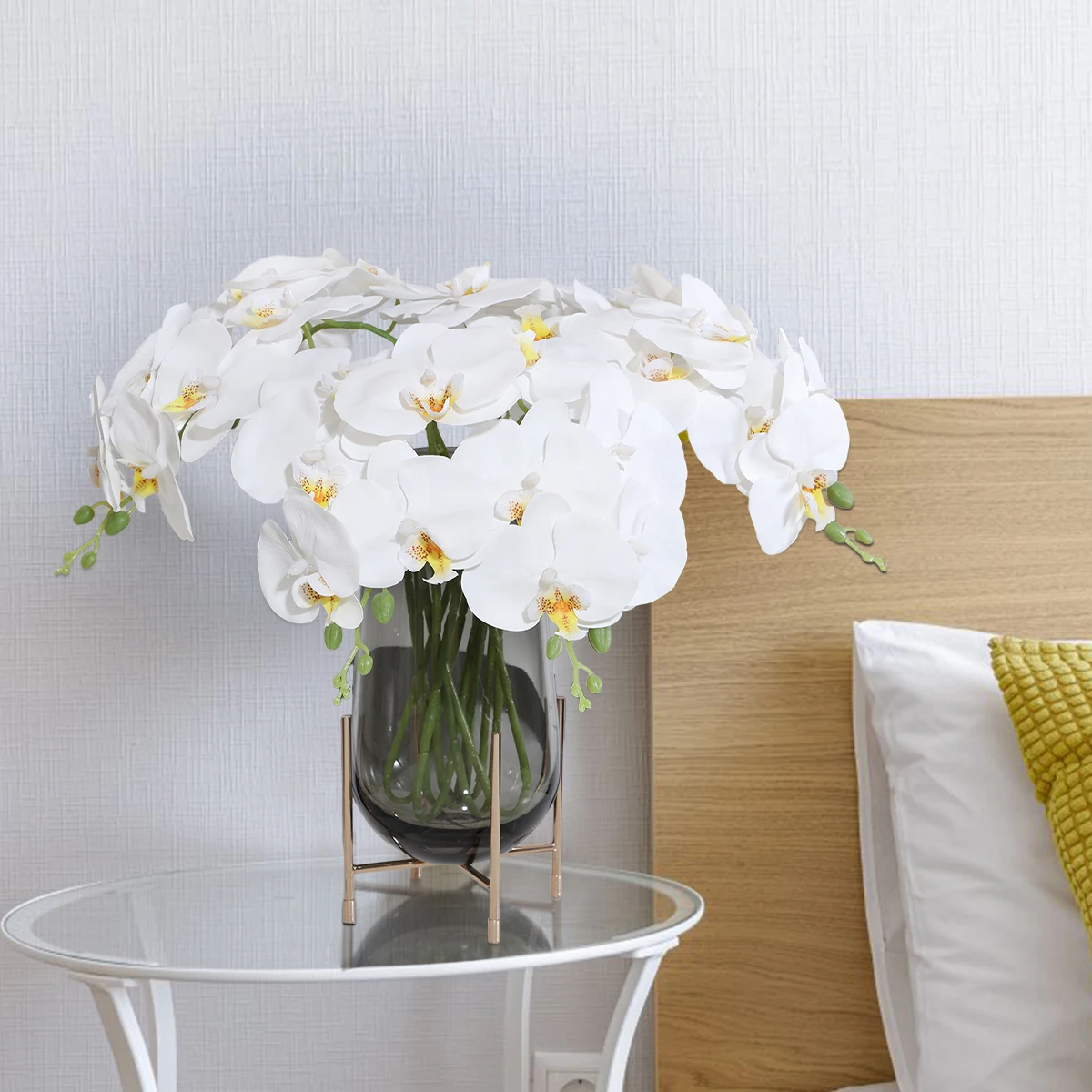 YX230328-5PDZ 3D Printed Real Touch Single Stem 5 Heads Aritificial Butterfly Orchids Flower For Flower Girls