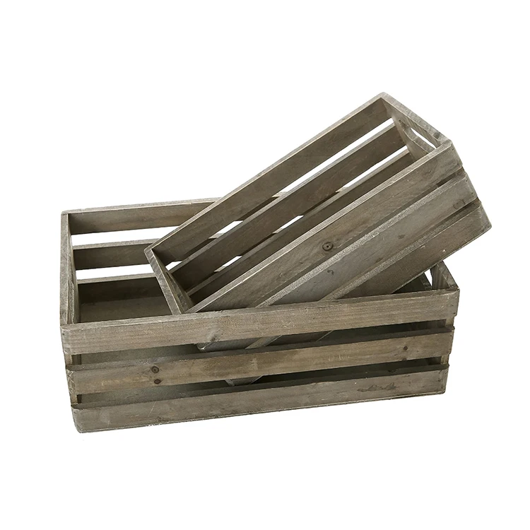 
Custom distressed brown wooden nest storage box wood crates for storage 