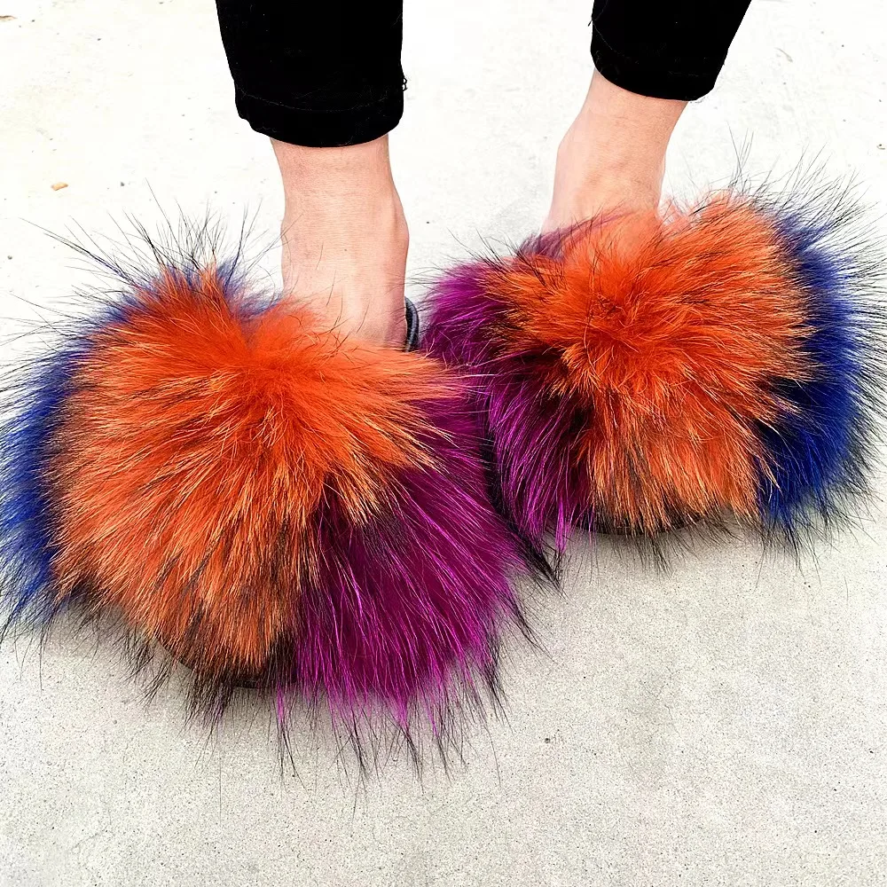 High Quality Fur Slippers Women Fashion Fur Slippers Fox Fur Slippers