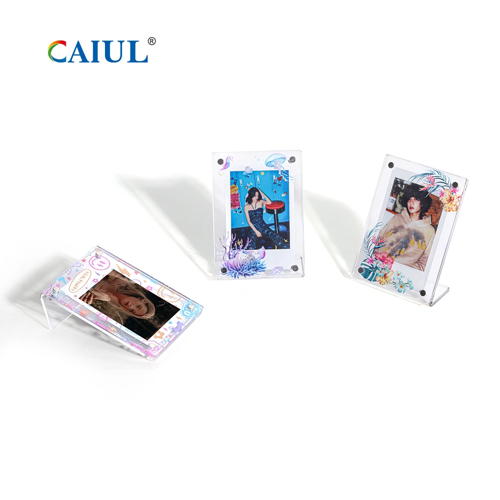 2023 Cute Magnetic Acrylic Desk L Shape Instax Mini Photo Frame Display baby picture frame photo stand holder
