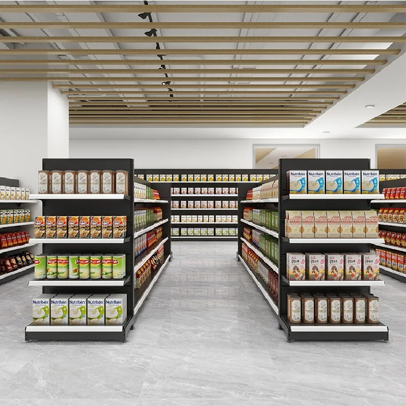 Heavy-Duty Single-Sided Modern Metal Supermarket Shelves Open Car Display Racks Supermarket Grocery Stores