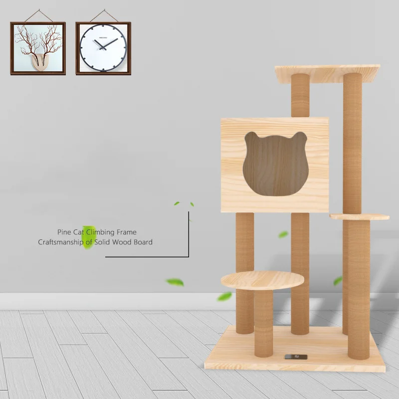 GMTPET Factory OEM Wholesale Simple Nordic Pine Wood Cat Climbing Frame Cat Jumping Platform Cat Tree Parts