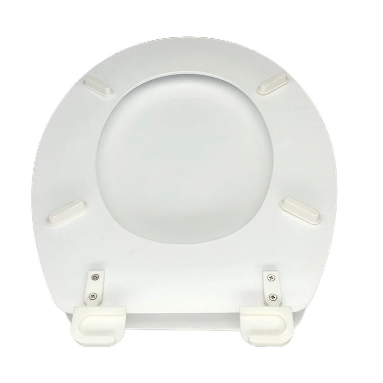 Molded wood bathroom european elongated toilet seat with plastic hinges