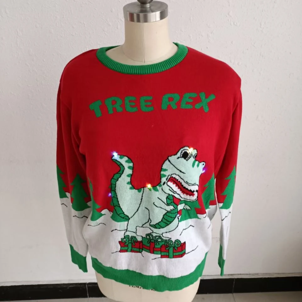 Высококачественный жаккардовый Вязаный рождественский свитер унисекс с круглым вырезом на заказ, свитер для всей семьи