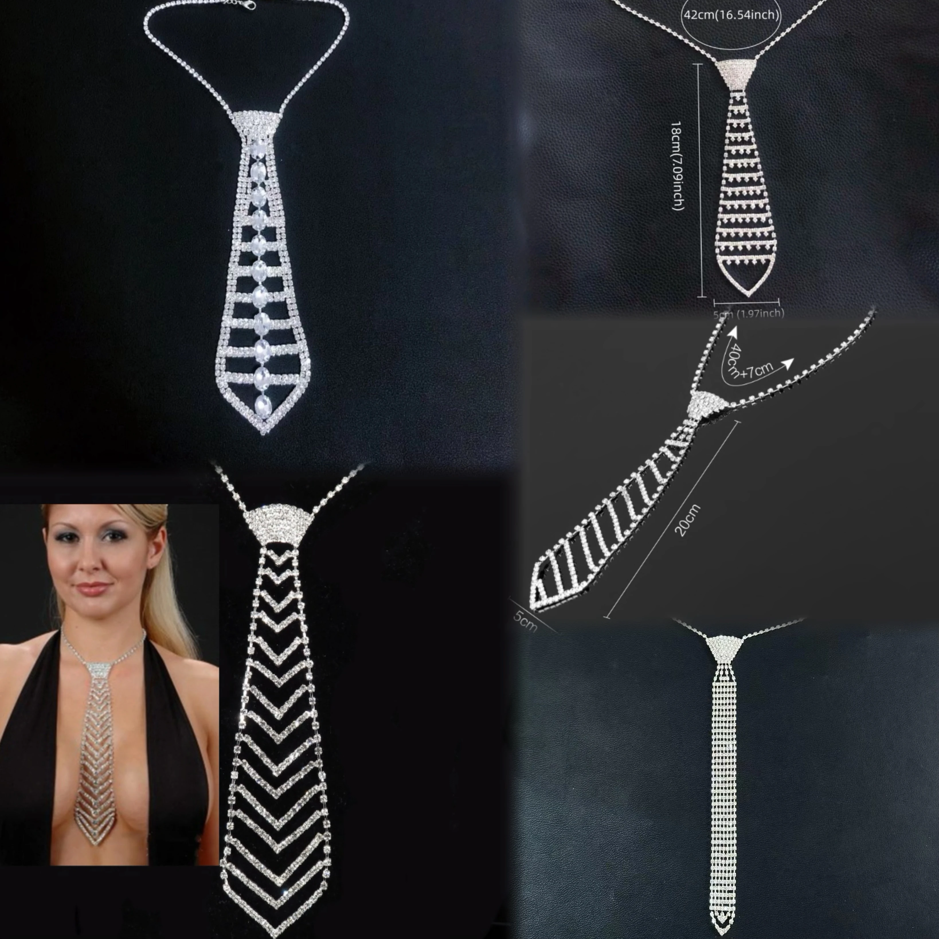 Wholesale Factory Price New Fashion Low Cost Sexy Rhinestone Necktie Choker Women Necklace Crystal Beads Neck Tie