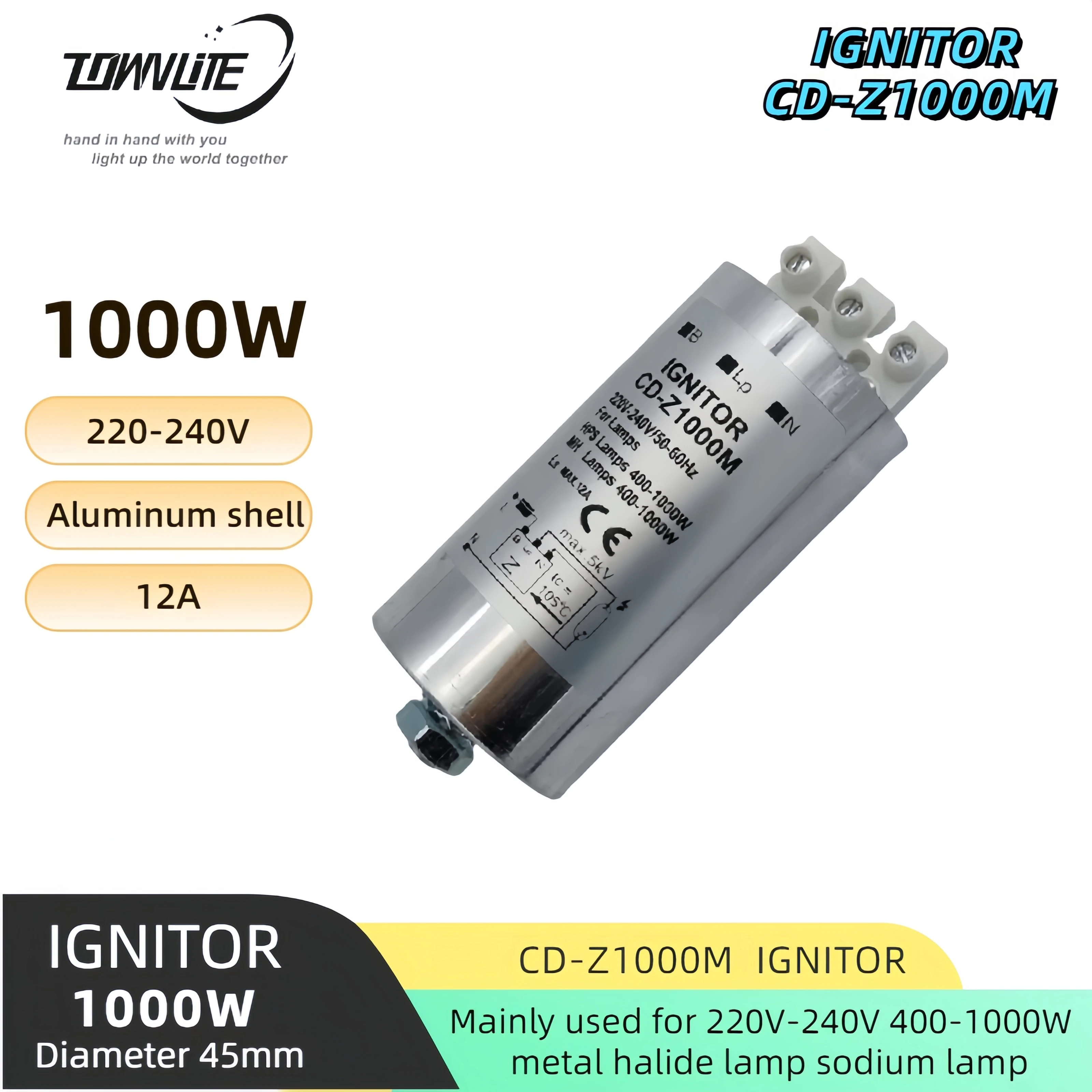 Metal halide lamp for three-wire project sodium lamp CD-Z1000M aluminum shell electronic ignitor