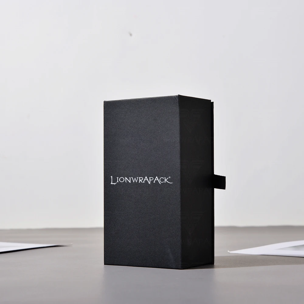 Custom Black Perfume Box Made Of Paper Flip-top Design Magnetic Closure Unique Gift Packaging