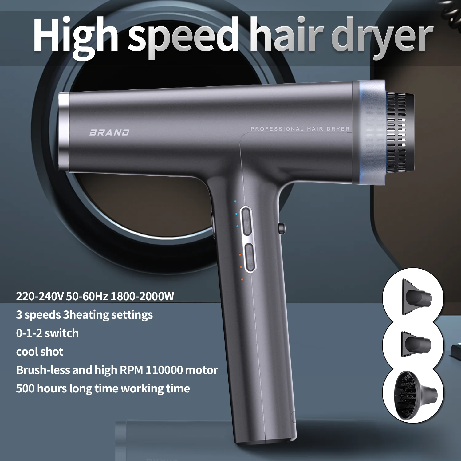 High Quality Ionic Hair Dryer Professional Hair Dryer 110000 RPM BLDC Hair Dryer