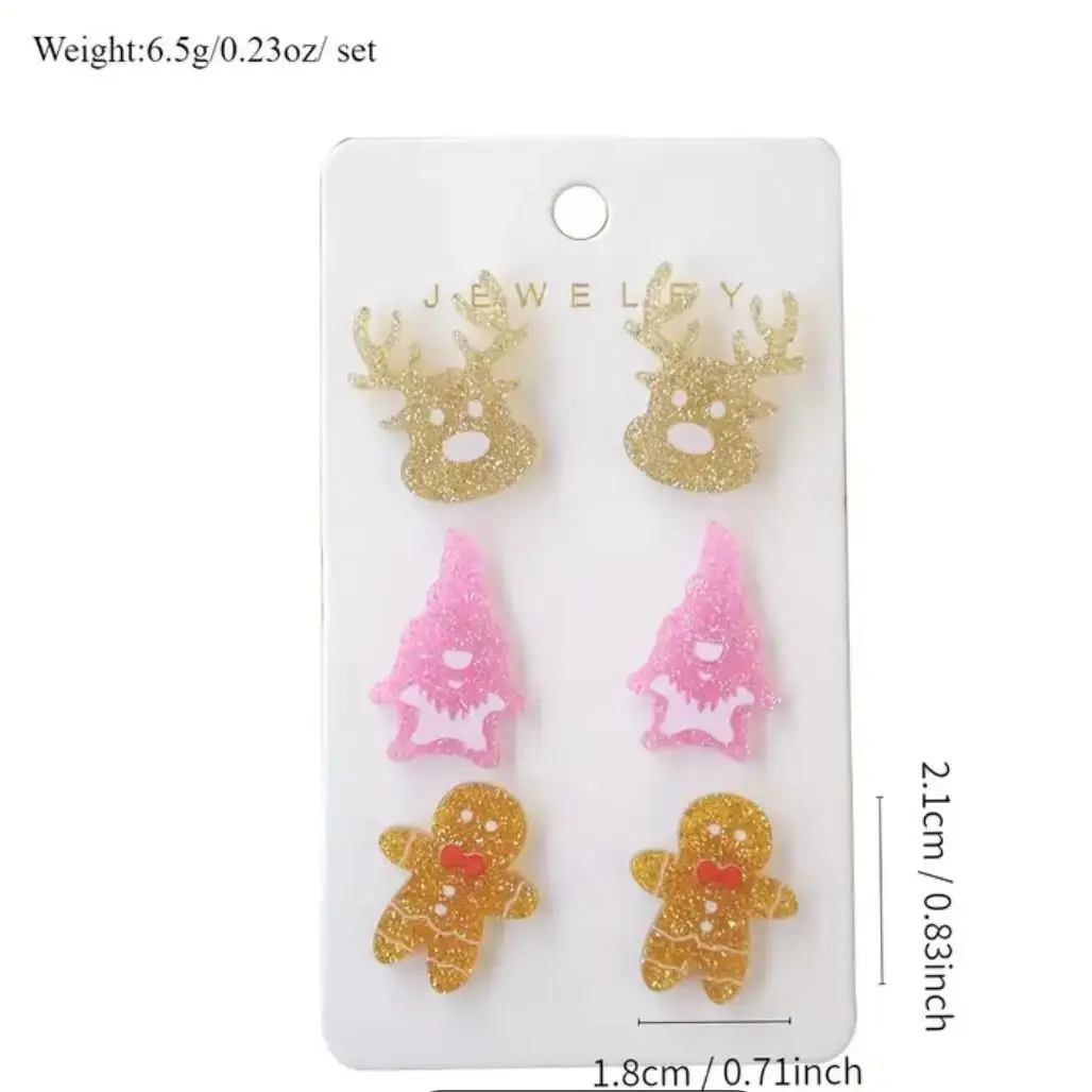 3 Pairs of Intricately Designed Black Bat, Purple Moon, And White Ghost Stud Earrings Set Cute Halloween Dangling Earrings Pack