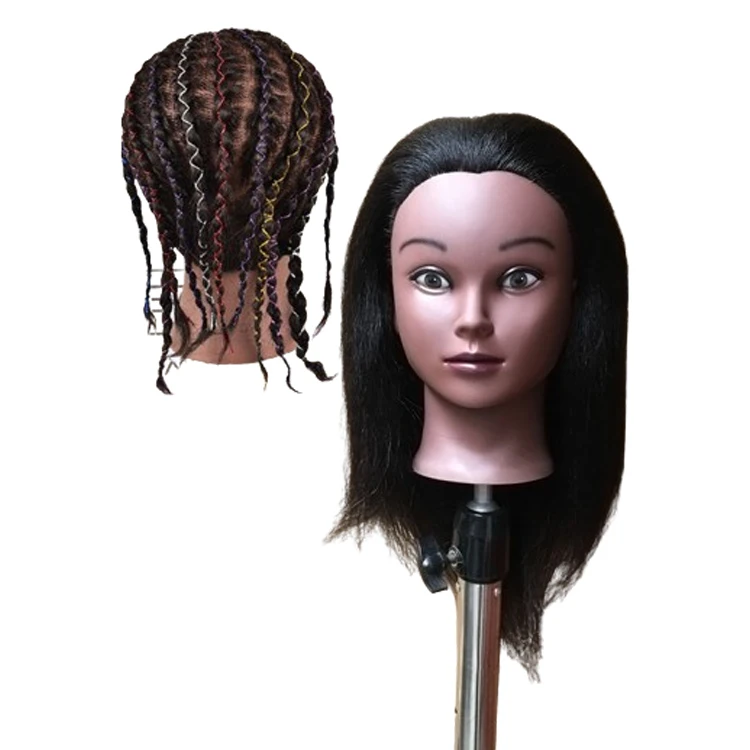 Training Heads African Real Hair Hairdressing Wig Real Hair Model Head Training Head Braid Hair Mannequin