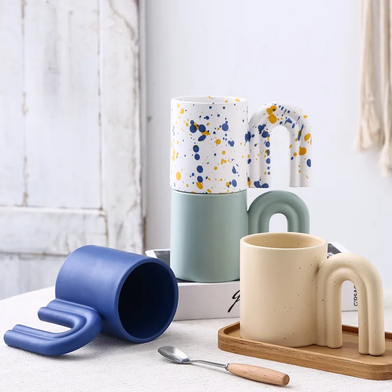 Korean Style Wholesale Custom Logo Ceramic Cup Personalized Creative Tea Ceramic Coffee Mugs