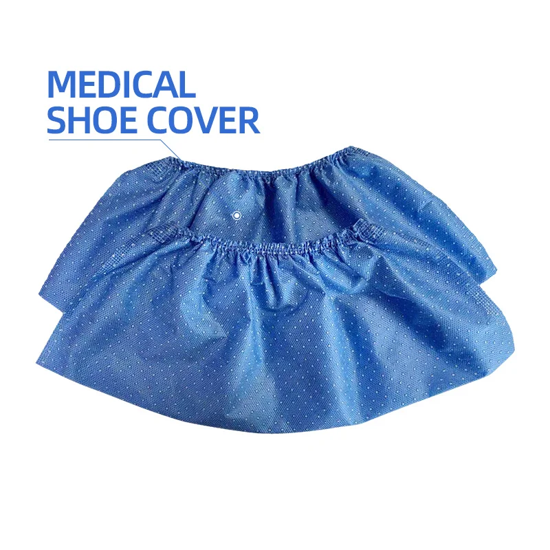 Snowwolf 57g SMMS non-woven non-slip shoe cover sms ultrasonic disposable  medical isolation shoe cover