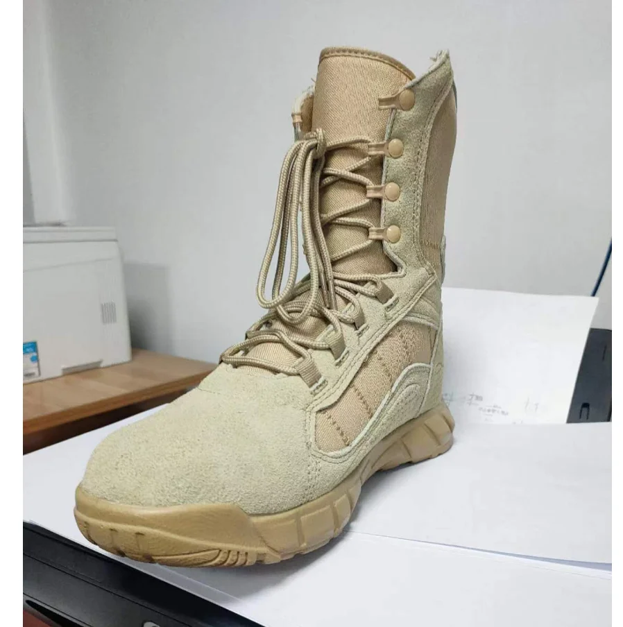 TSB0109 stock ready ship black color    9.5 inches Light weight desert boots  PU  outsole  Suede cow leather combat shoes