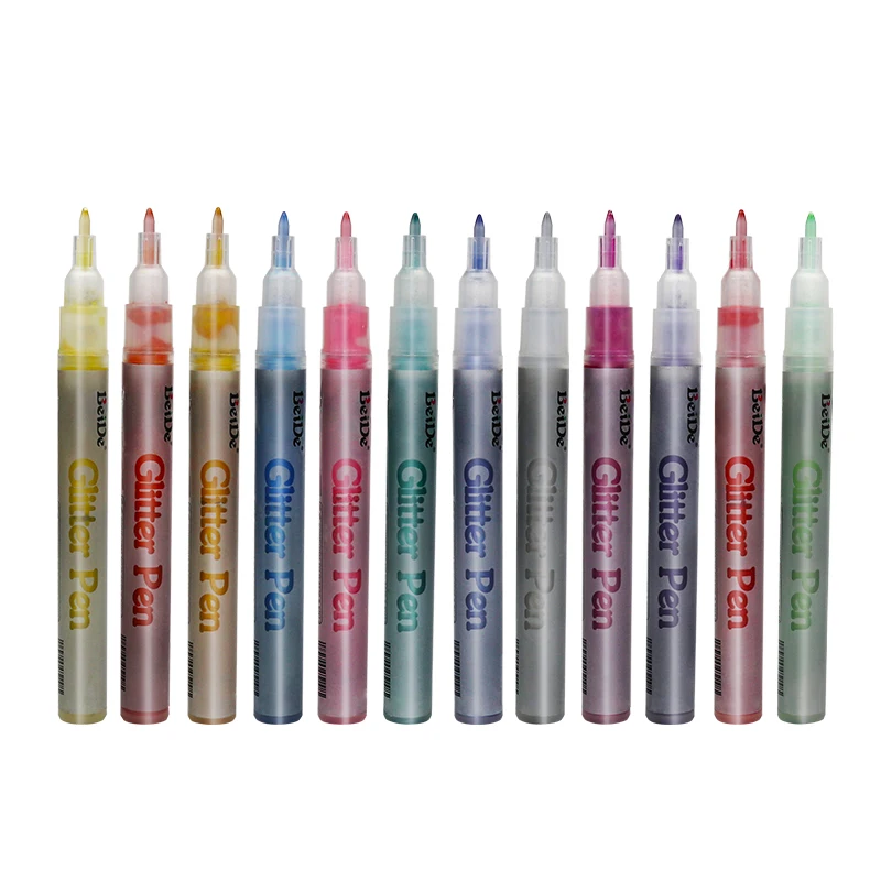 10 Assorted Beautiful shimmering Colors pigment ink valve-action glitter paint marker pen