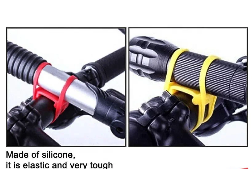 
Bike Front Light Holder Bicycle Handlebar Silicone Strap Flashlight Phone Fixing Elastic Tie Rope Band Torch 