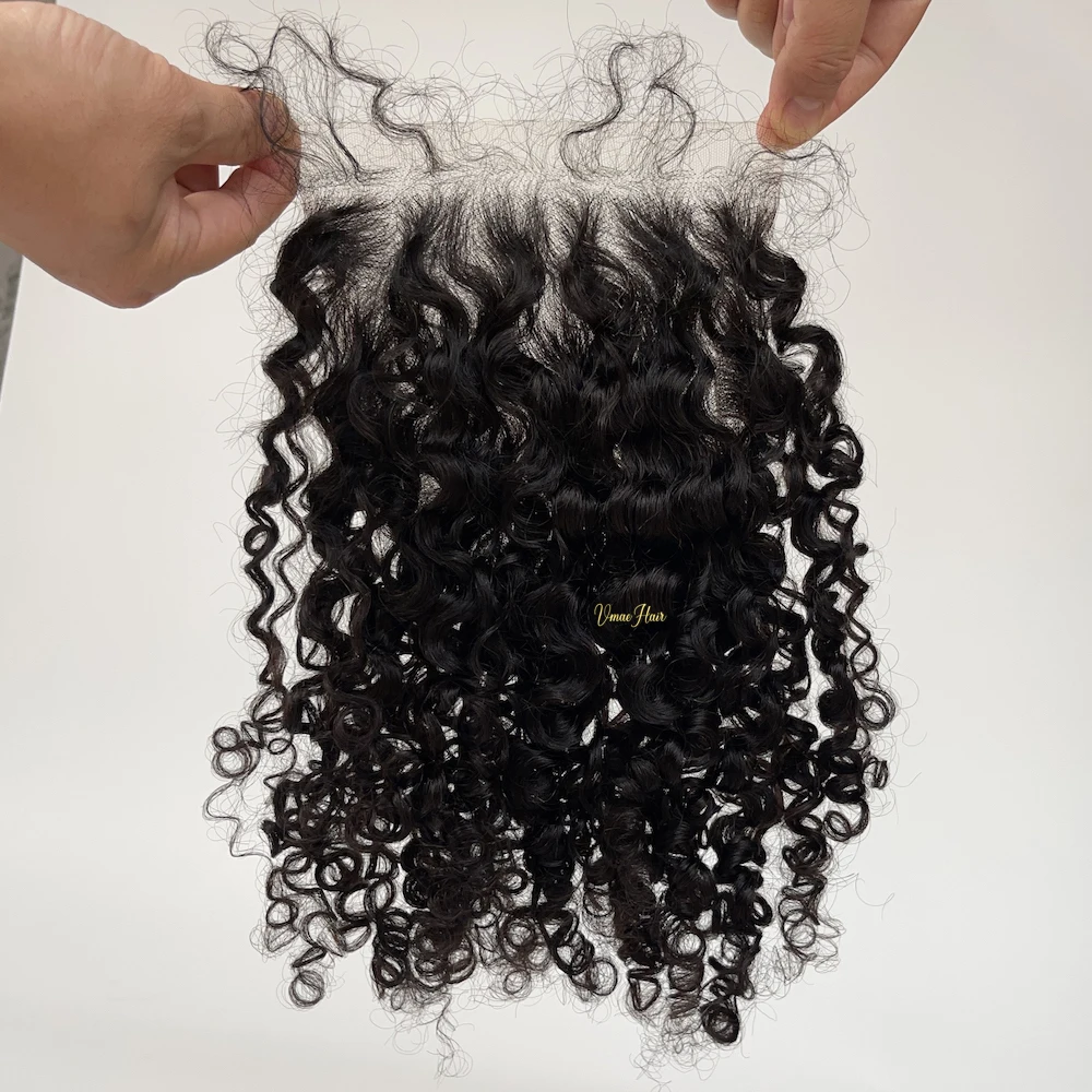 VMAE Raw Afro Kinky Curly Wavy Deep Wave Human Hair Extensions with Frontal HD Lace Closure Cuticle Aligned