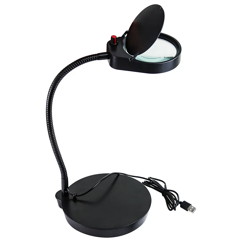 Bench magnifiers optical glass lens 38 LED metal hose lamp multi-purpose magnifying glass