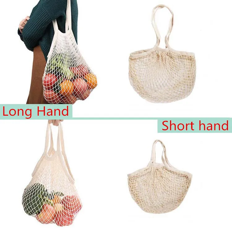 GOTS Organic Custom Biodegradable Reusable Canvas Shopping Net Tote Cotton Mesh Pouch Bag With Drawstring