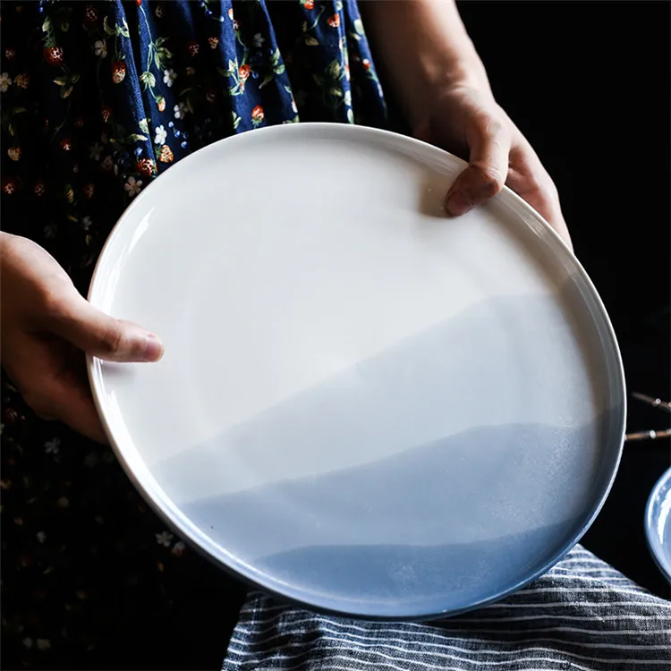 Wholesale custom logo color round daily use item porcelain dinner charger wedding plates for home decor