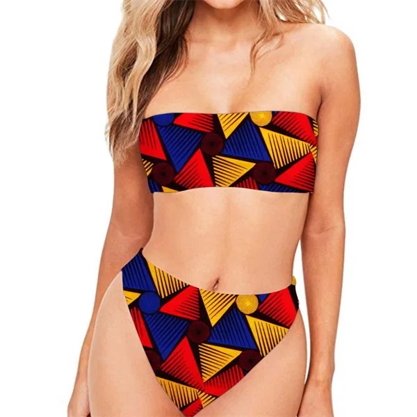 Ladies Swimsuit Strapless Bikini Set African Ethnic Floral Pattern Sexy Micro Bikini Chicas Sexis Jovenes En Bikini
