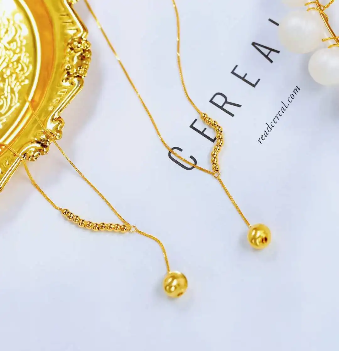Lerca 18k Purel Gold Ball Pendant Necklace Custom Design oro 18k Original Gold jewelry 18k Real Ball Necklace with Certificate
