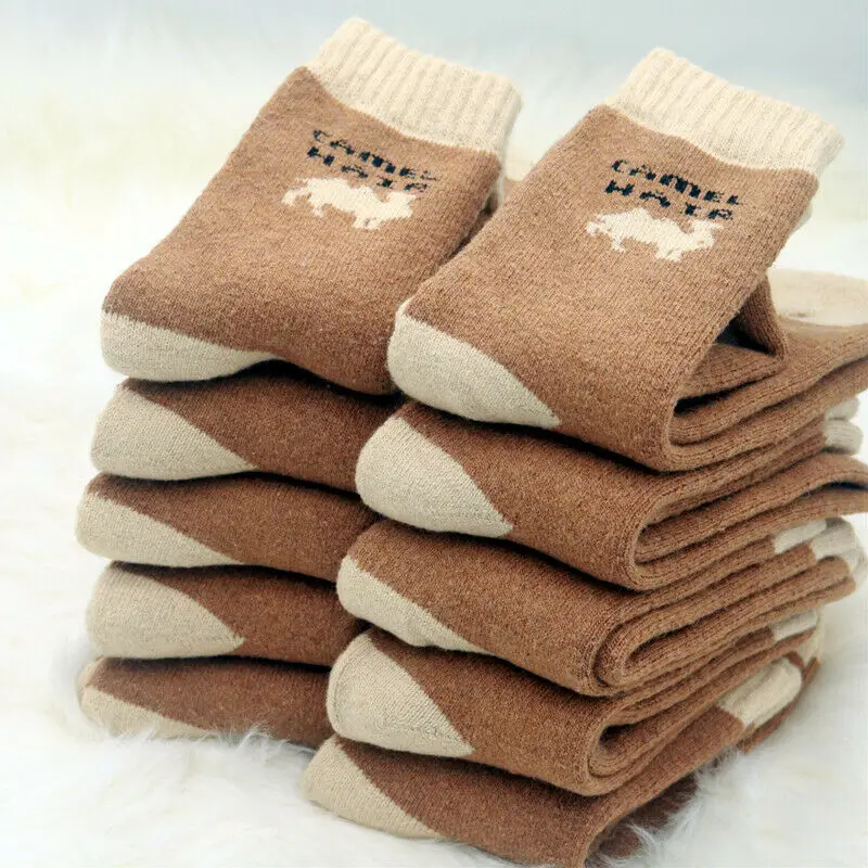 KTK Extremely thick warm heated cushion terry camel hair wool socks women socks