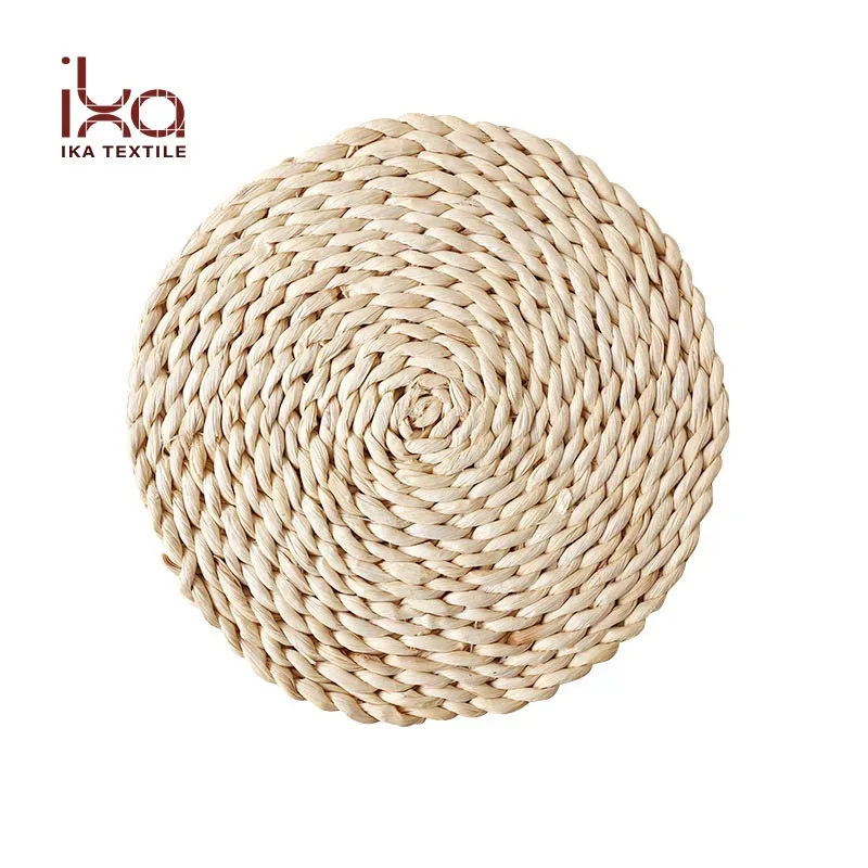 Natural Color Corn Husk Handwoven Washable Rattan Round Mat Placemat for Dining Wedding Luxury
