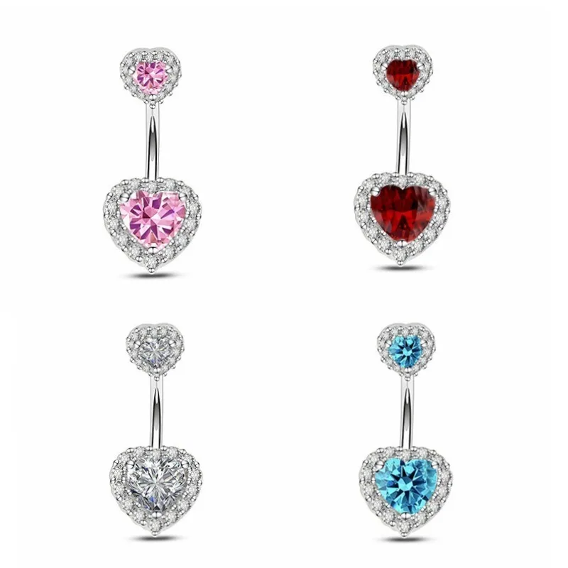 Wholesale Trendy Fashion Zircon Navel Ring Silver Gold Stainless Steel Belly Button Ring Butterfly Navel Body Piercing Jewelry