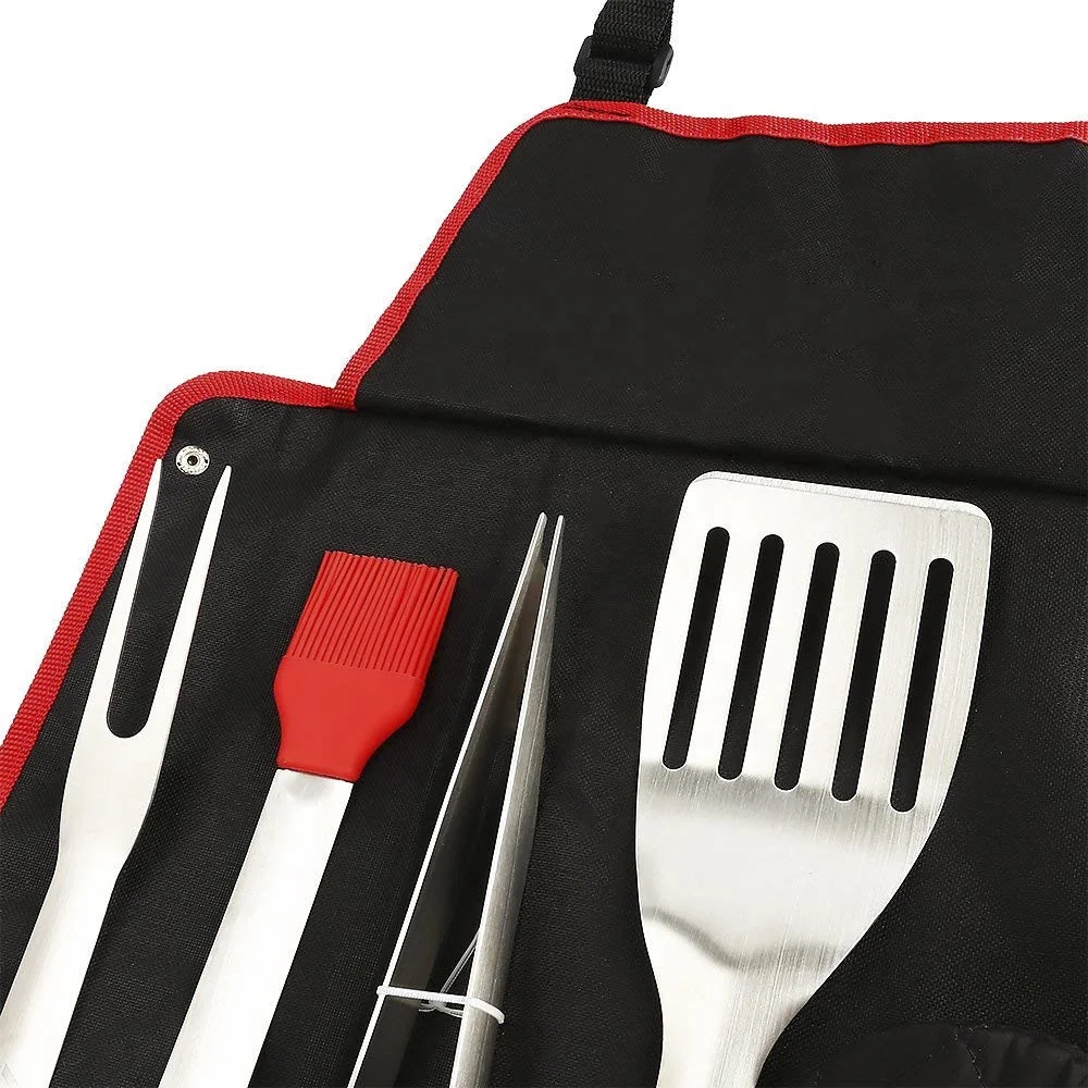 Hot Selling Stainless Steel Bbq Grill Tools Outdoor Portable Metal Cooking Tools Bag