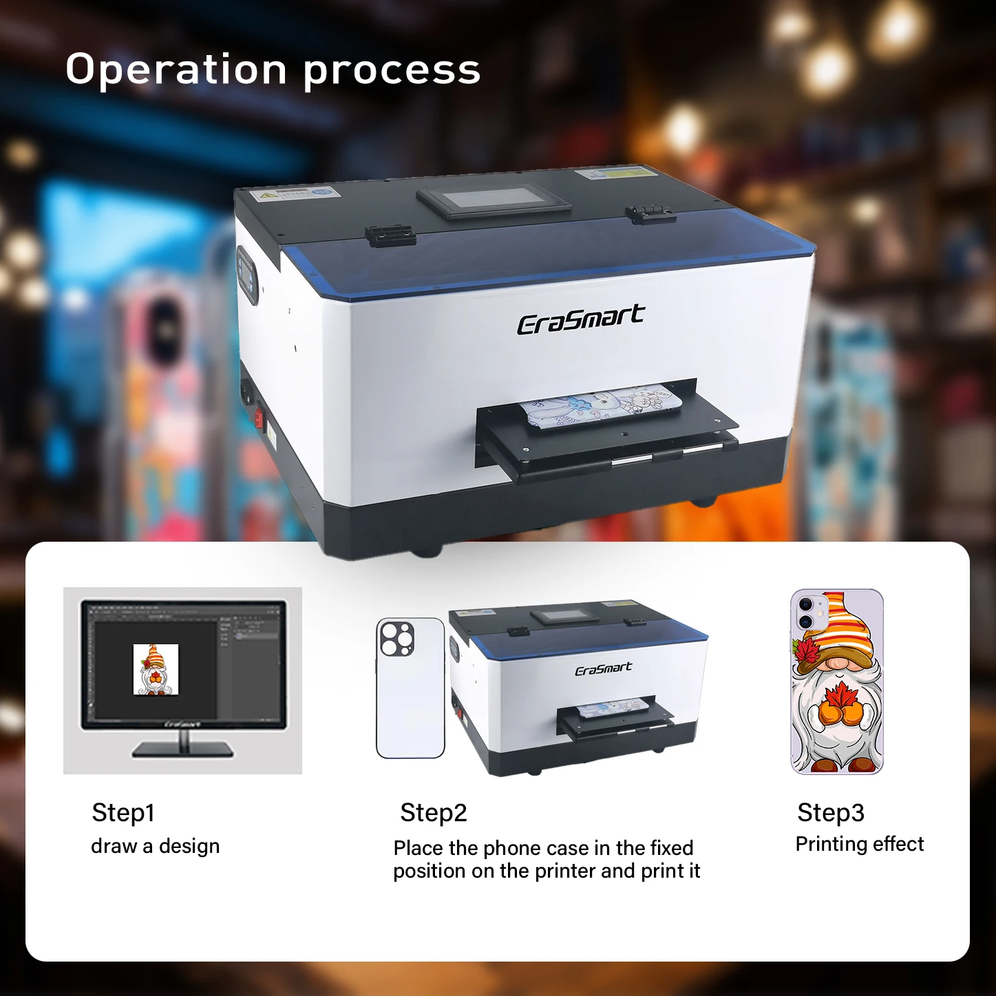 Erasmart Printing Machine Price Mini UV Light Impresora UV A5 Mini UV Printer For Mobile Phone case printing