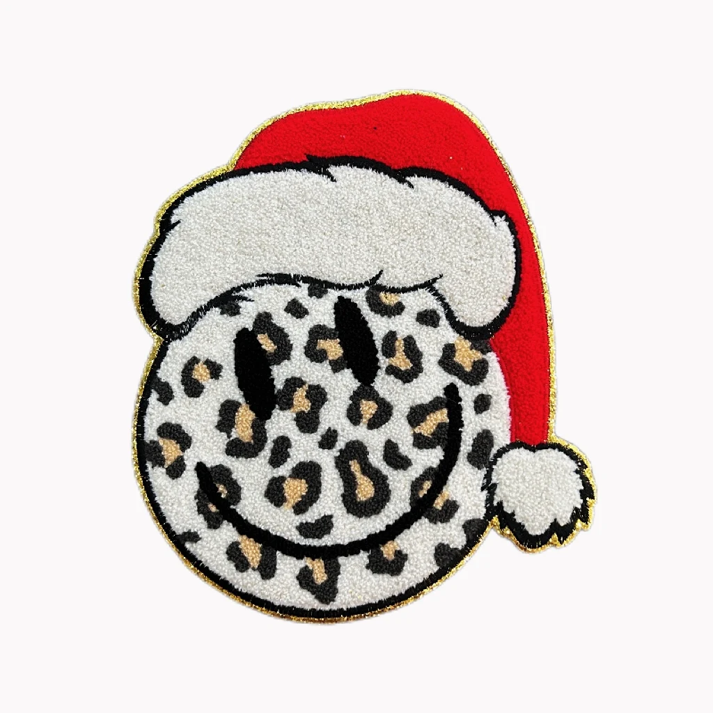 Merry Bright Large Size  Holiday Chenille Patch Iron on Game Day Chenille Letter Patch Custom Embroidery Patch