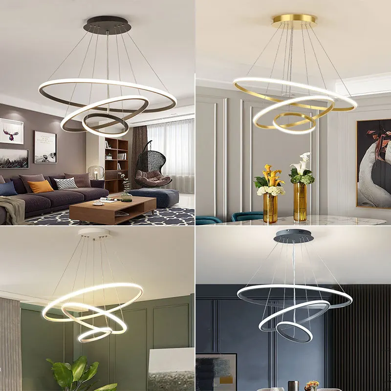Linear Ceiling Round Modern Led Chandelier Pendant Light Circle Ring Pendant Light Luxury Living Room Light Chandelier Gold Lamp