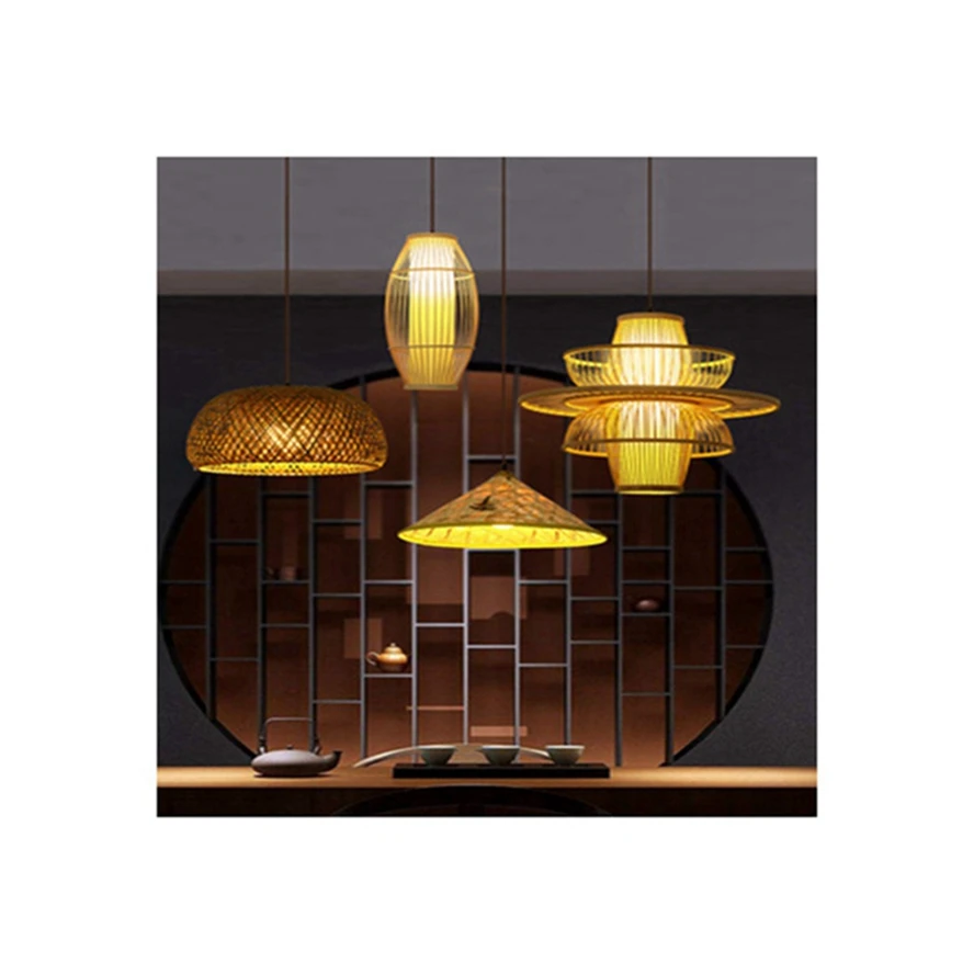 Attractive price new type idyllic country 220v pendant lamp bamboo chandelier led lights