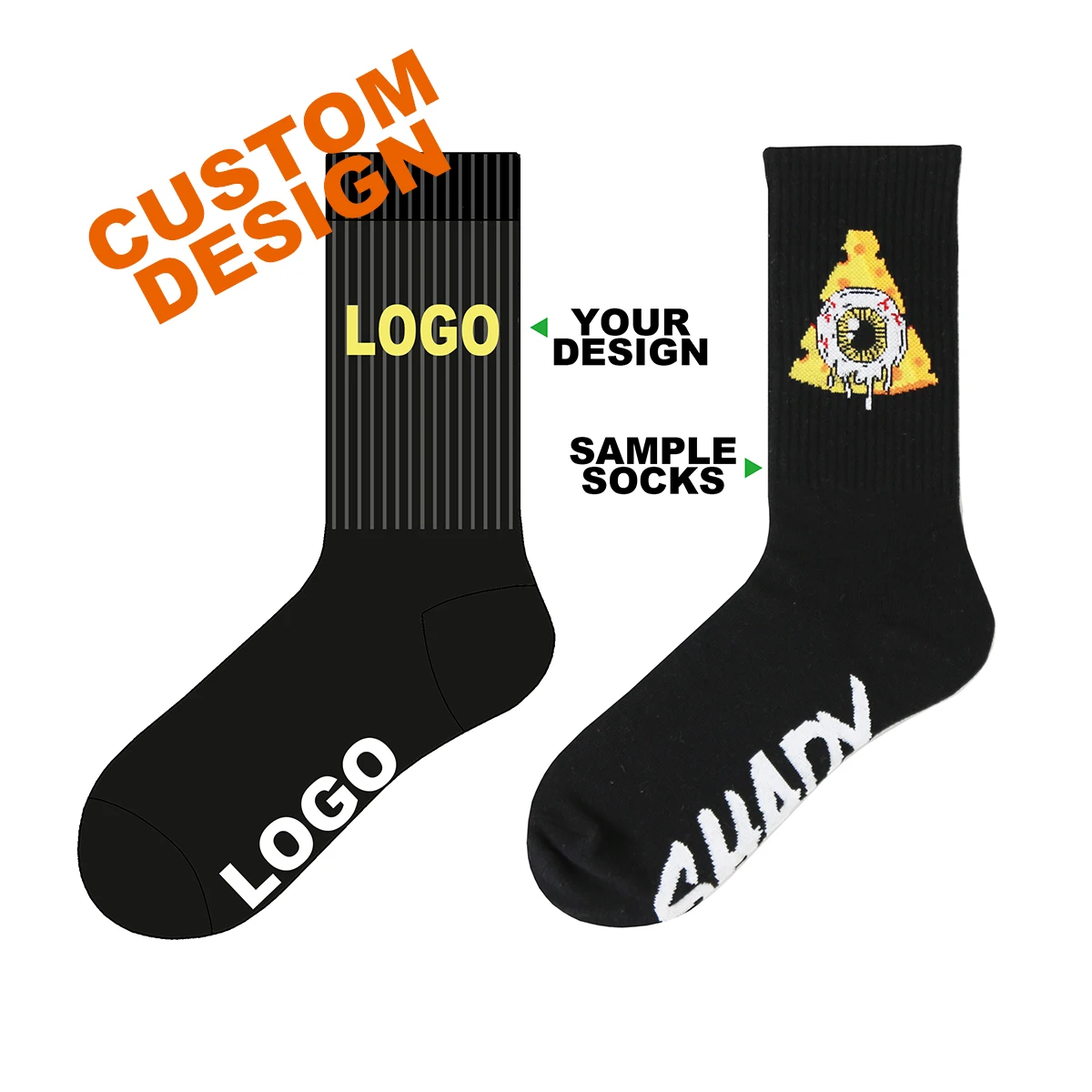 
OEM personalized design your own pattern white black men tube customized logo socks sox crew custom socks stock lot 