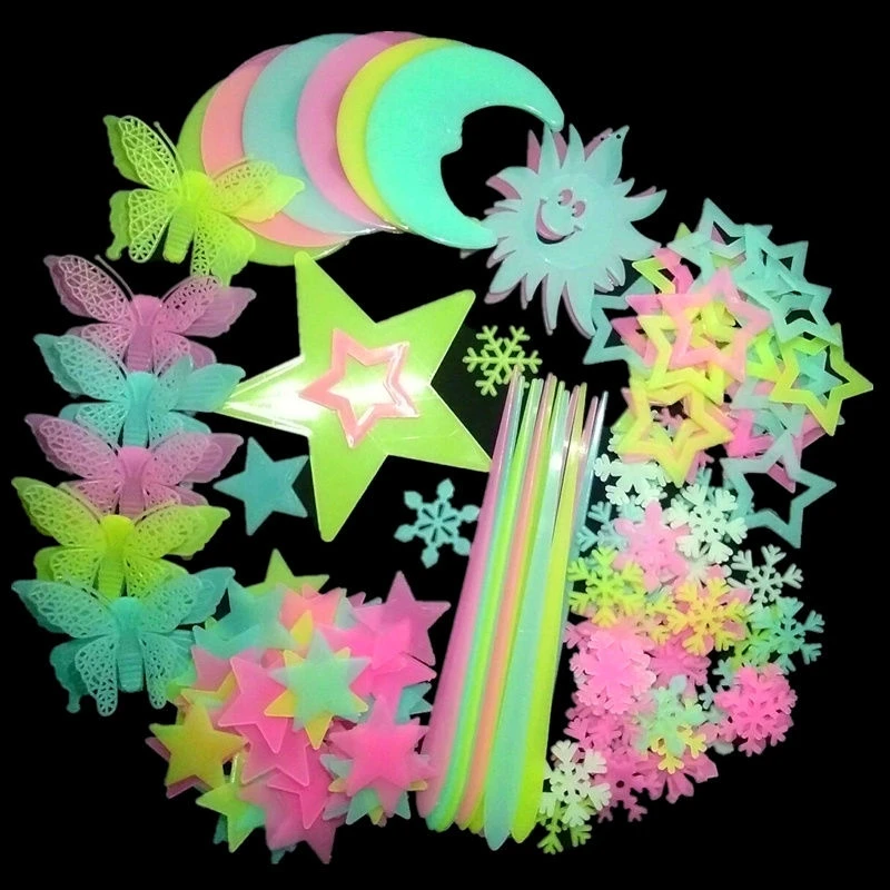 Myway 3D Fluorescent Luminous Night Glow in The Dark Stars Wall Sticker For Kids Room Decoration (1600094206773)