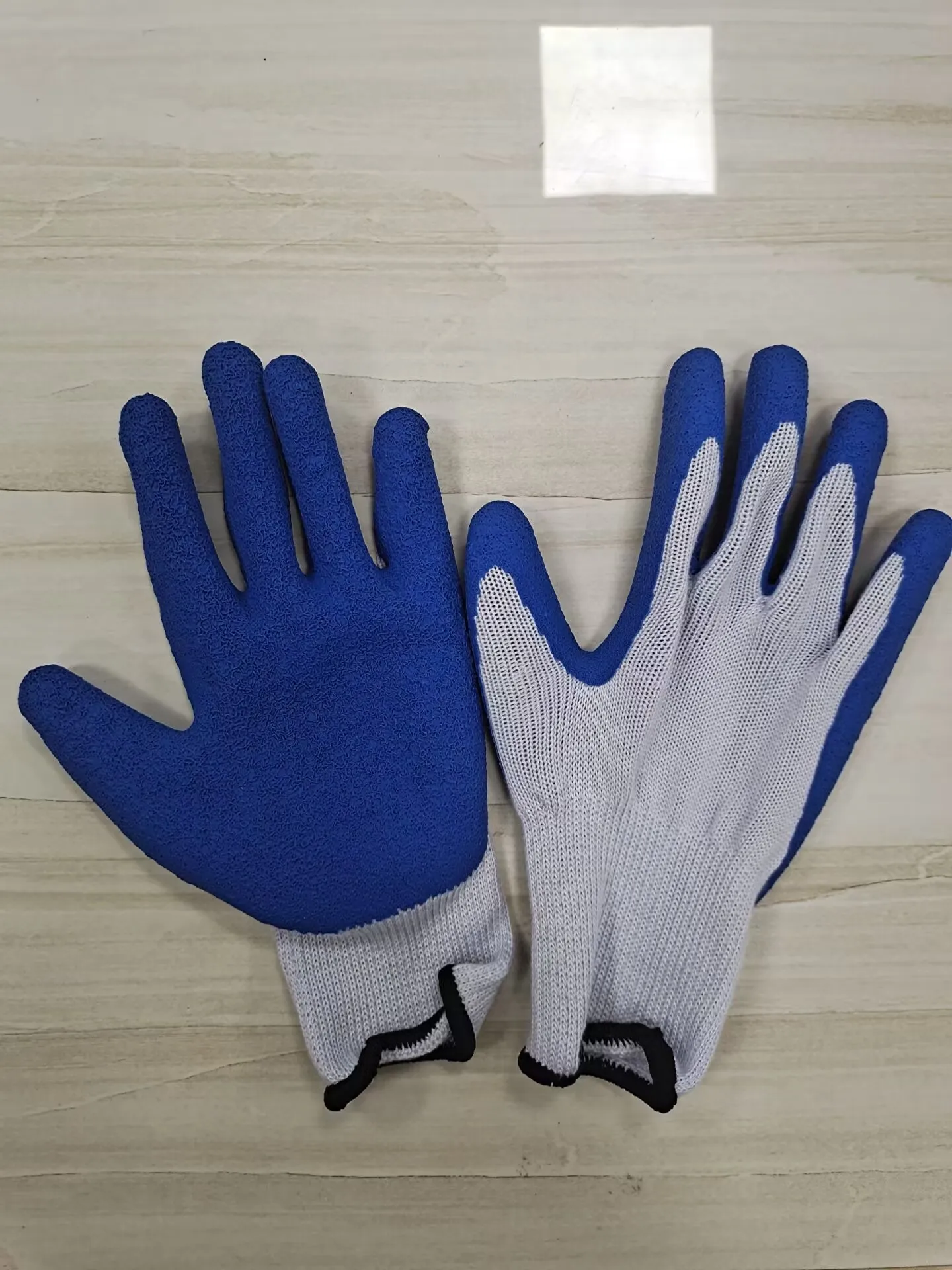 Work safety wave crinkled latex Gloves Non-slip 10gauge Polyester cotton Latex Crinkled work Gloves
