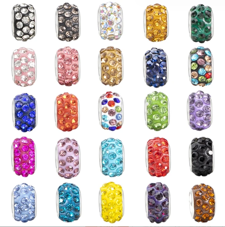 Big hole crystal beads wholesale rhinestone ball beads bling charms for bracelets bulk