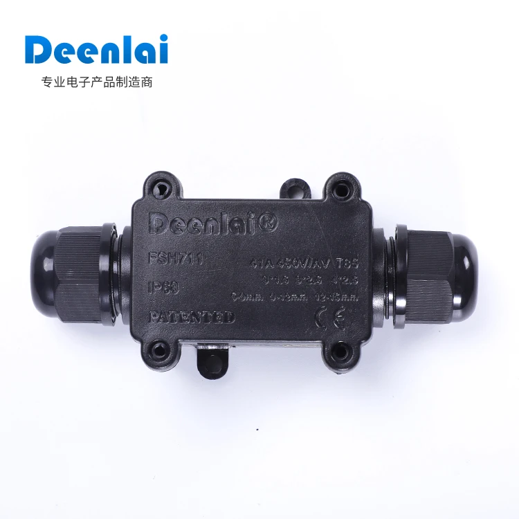 DEENLAI FSH711 black IP68 горячая Распродажа Водонепроницаемая электрическая распределительная коробка для кабельных соединений