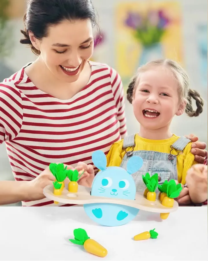 Rabbit Pulling Carrots Shape Matchnig Game For Toddlers Montessori Educational Toys Vegetable and Animal Recognition