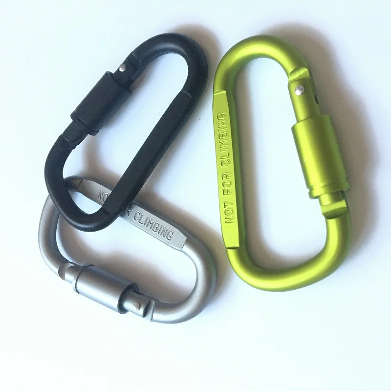 Matte color 8cm high quality flat D shape Screw locking carabiner