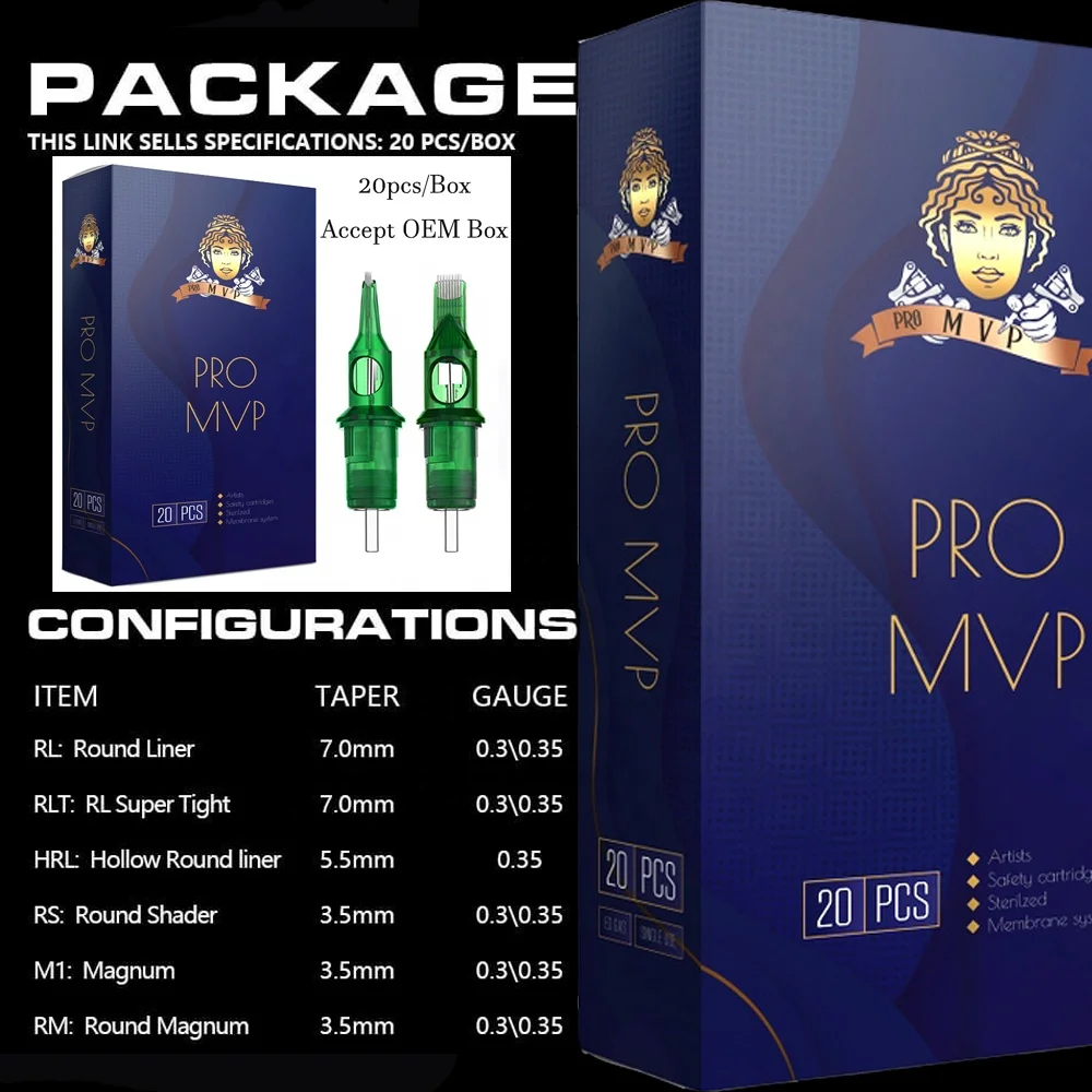 YaBa Newest 1RL 0.35mm OEM Tattoo Supply Cartridges Needles For Tattoo Machine Tattoo Cartridge Needle