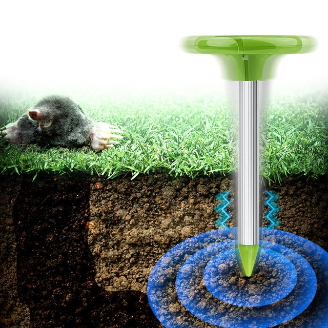 Оптовая продажа с завода, Лидер продаж на Amazon, ультразвуковой отпугиватель змей и Кротов с вибрацией на солнечной батарее