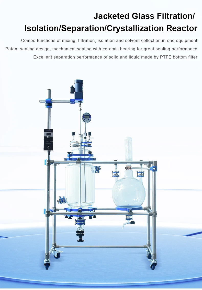 Valuen 20L Vacuum Reactor Glass Vessel In Chemical Laboratory Agitation Tank Glass Reactor Glass crystallization kettle