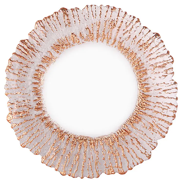 Custom clear glass silver lace charger plates wholesale for wedding Dinnerware set plate