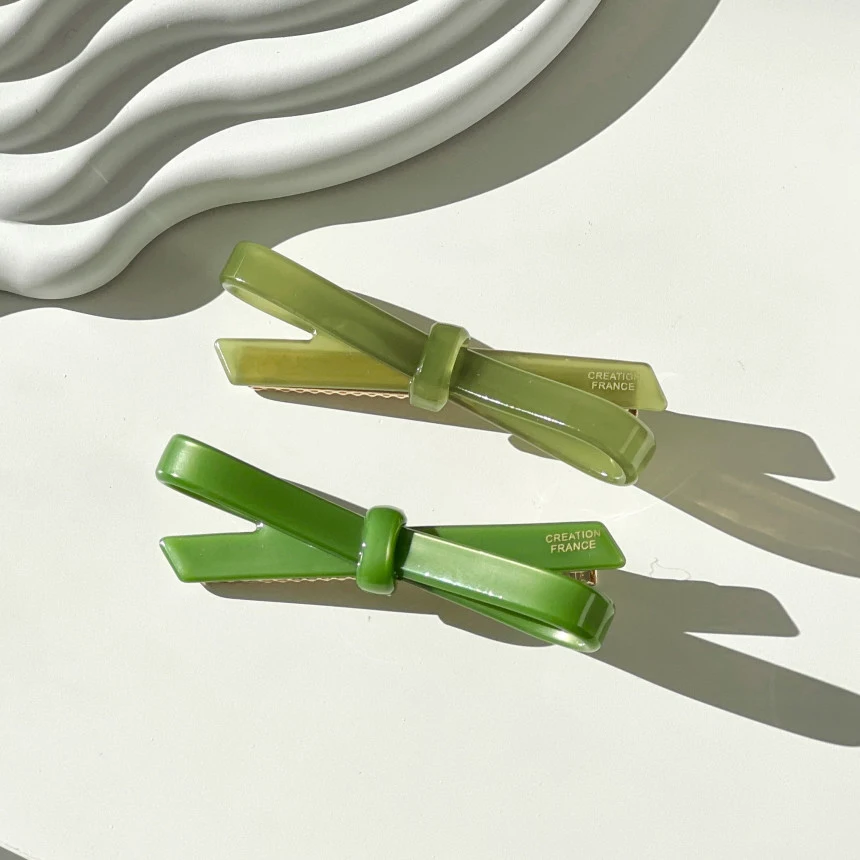 Korean style Girl Fashion Hairclips Single Bowknot Teeth Hair Clips Barrette Flat Acetate Metal Crocodile Hair Clips